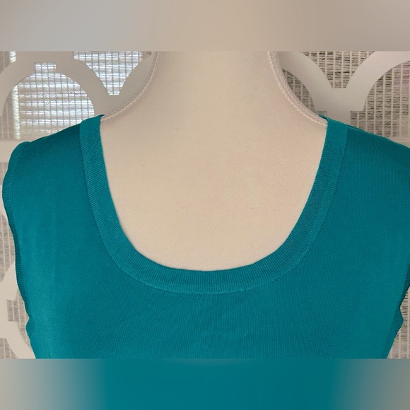 Ming Wang Turquoise Sleeveless Tank Top Medium Knit Aqua Blue Designer Sweater - Picture 4 of 10